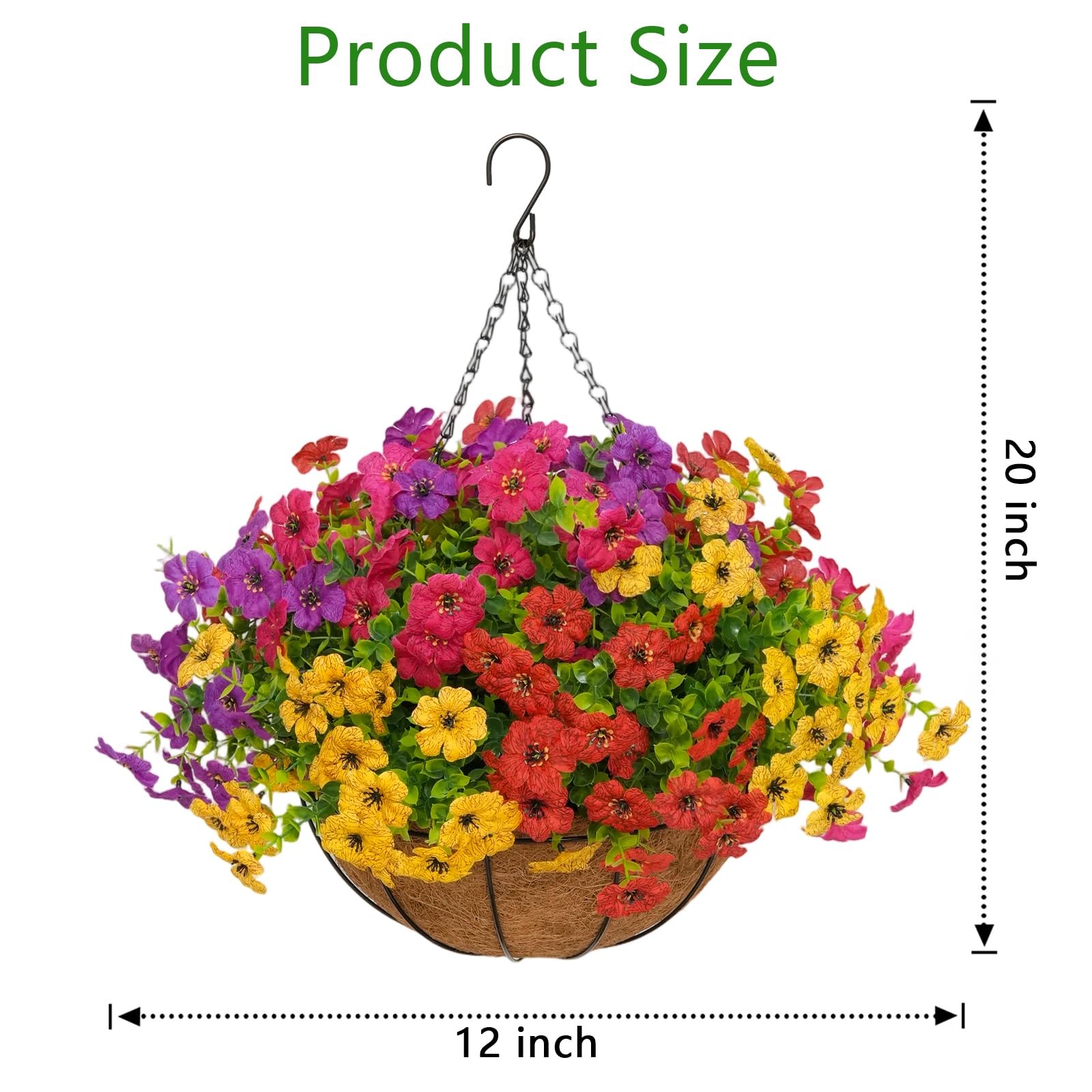 Artificial Hanging Flower Baskets 24 Silk Daisies with Coconut Basket – Outdoor