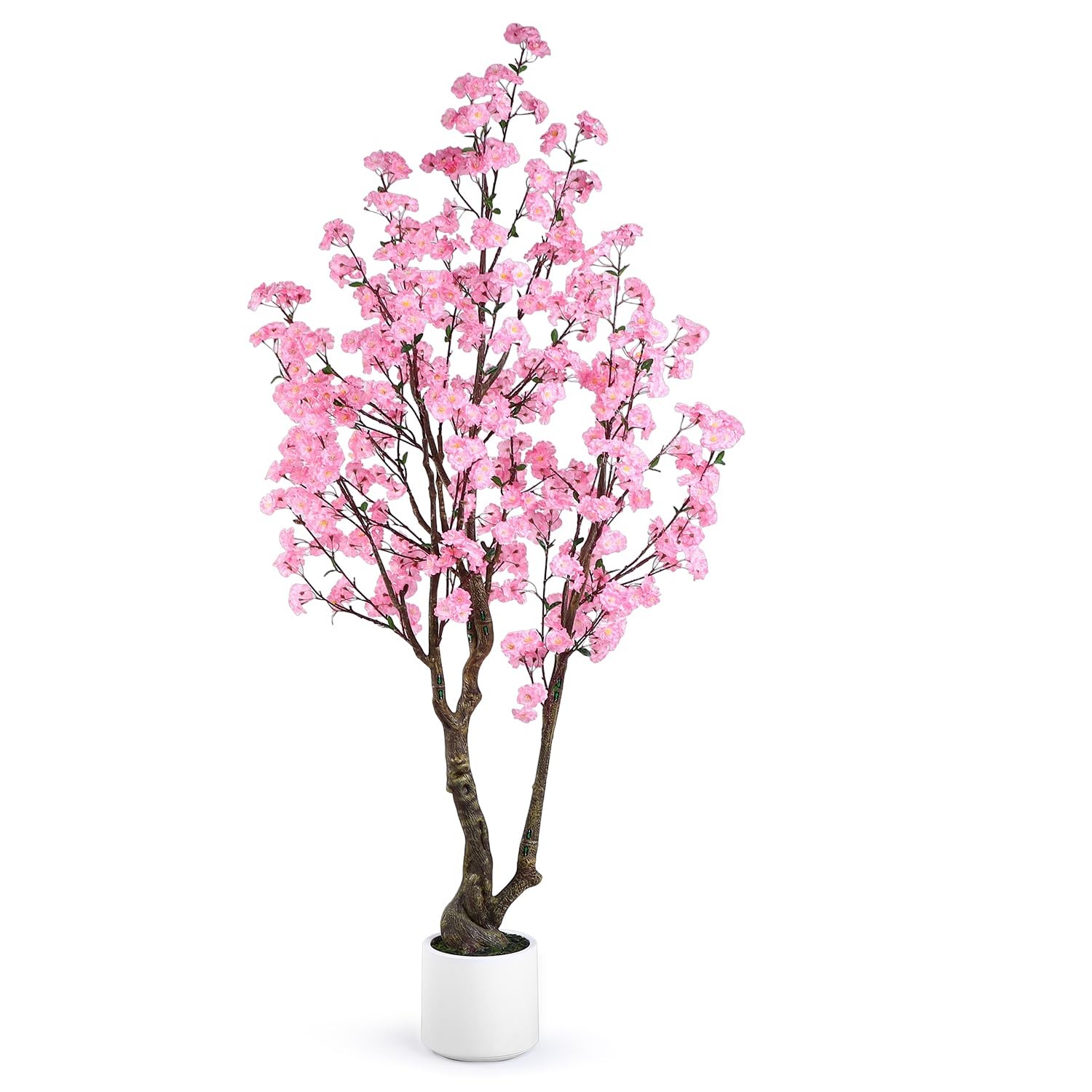 Artificial Cherry Blossom Tree, 7FT Tall Artificial Tree with White Pot, Pink…