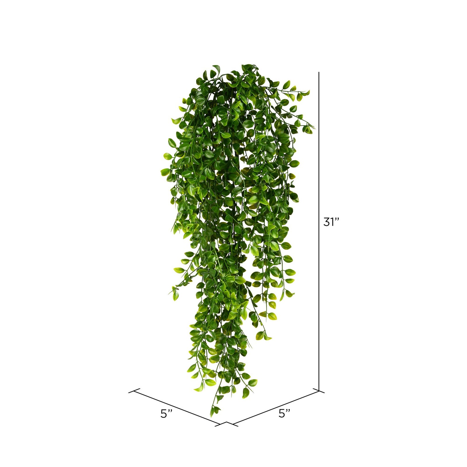Vickerman 31″ Plastic Artificial Mini Leaf Hanging Bush in Green (Set of 2)