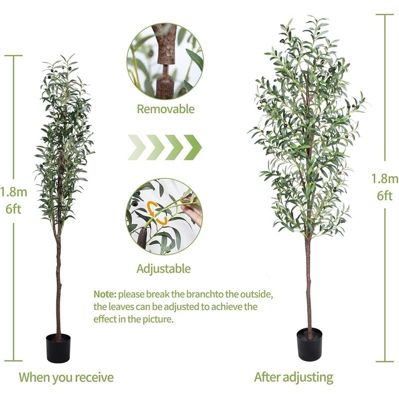 Realistic Faux Olive Tree Indoor Outdoor Decoration Adjustable Branch Plant New