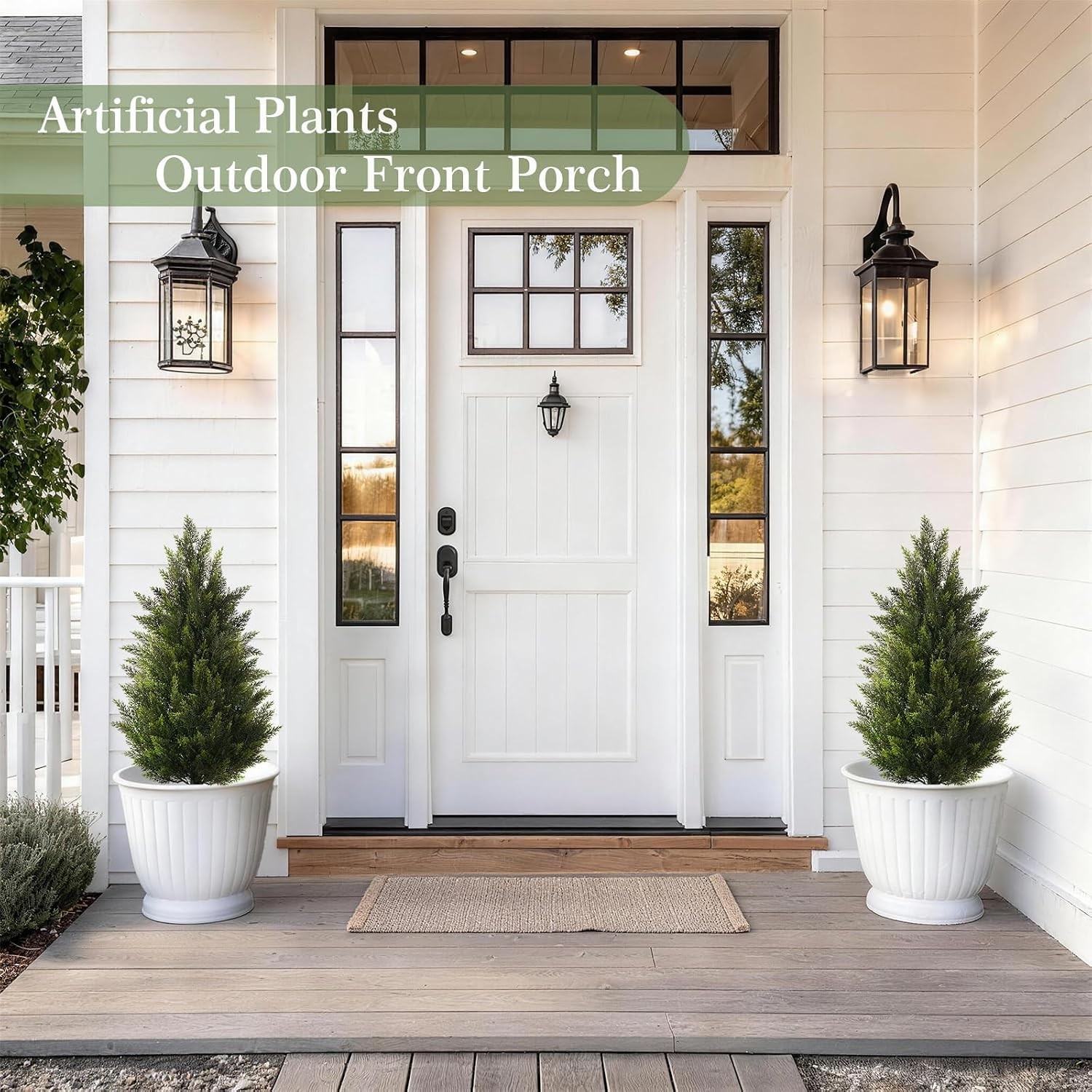 3FT Artificial Cypress Topiary Trees, Faux Greenery Bushes for Front Porch Decor