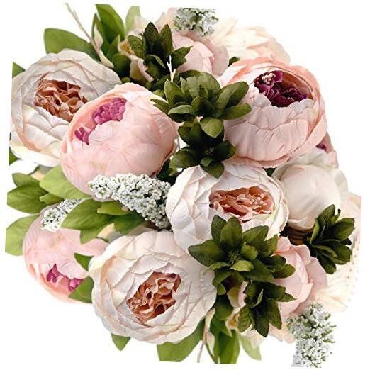 Vintage Artificial Peonies Silk Peony Flowers and Hydrangeas Rosy Pale Pink