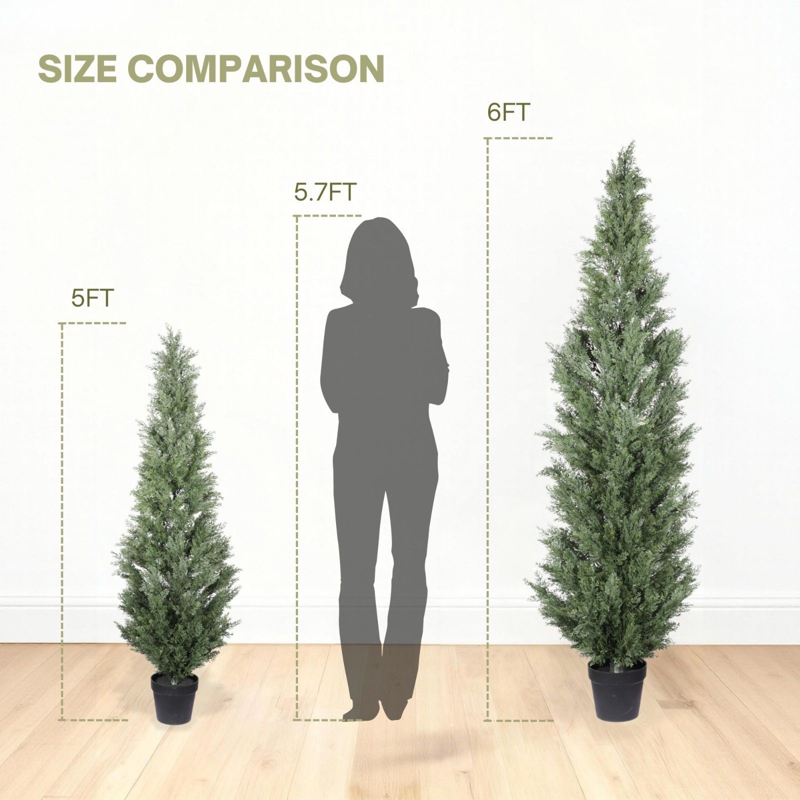 5FT Artificial Cypress Tree Tall Realistic Indoor Outdoor Plants for Home Decor