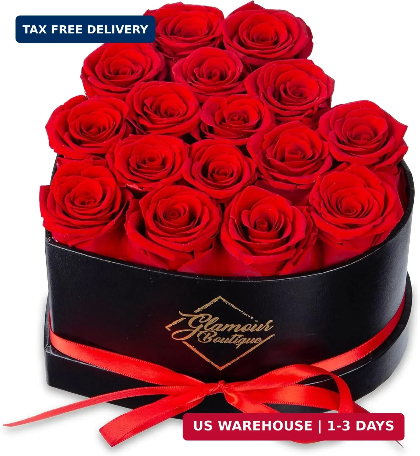 GLAMOUR BOUTIQUE 16 Flower Forever Heart Shape Box, Mothers Day Gift For Mom, Et