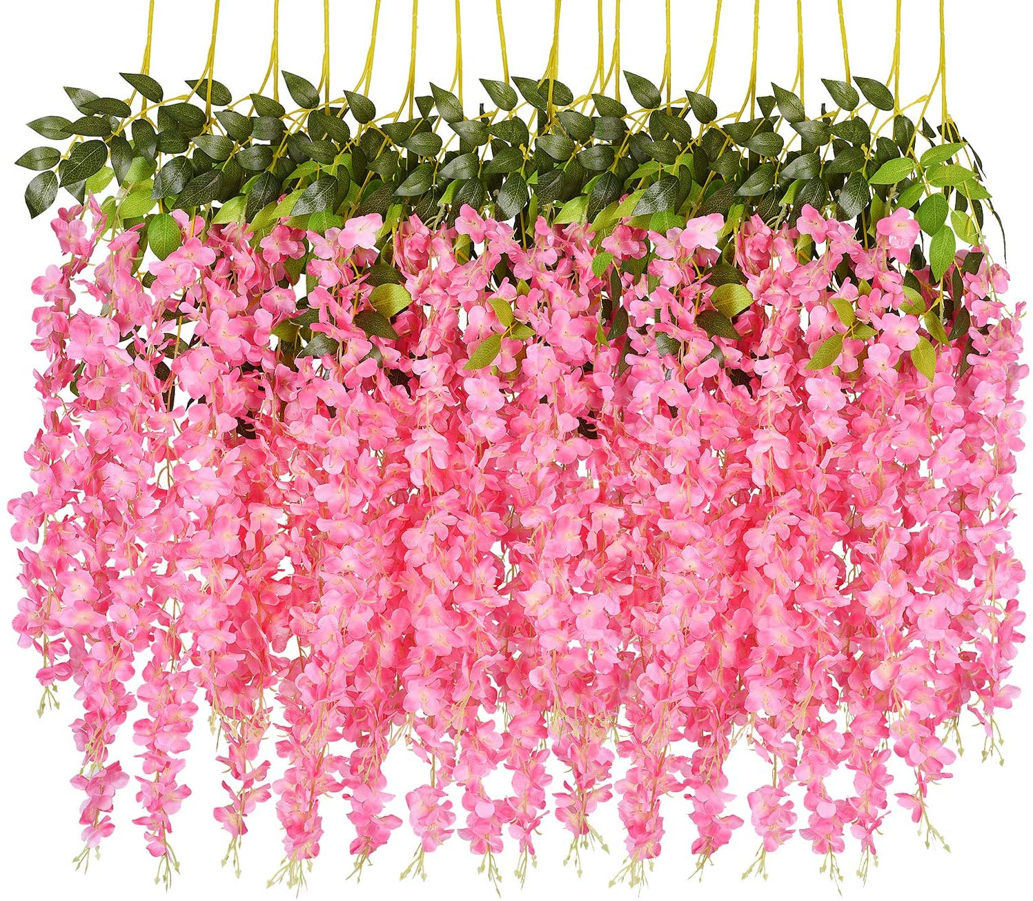 6Pack Artificial Wisteria Vine Hanging Garland 3.75Ft Silk Flower for Decor Pink