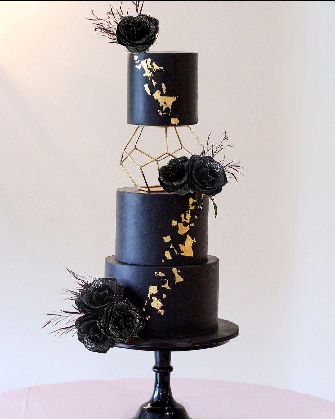 30 PCS Black Glitter Roses Silk Artificial Flowers Wedding Party Decor