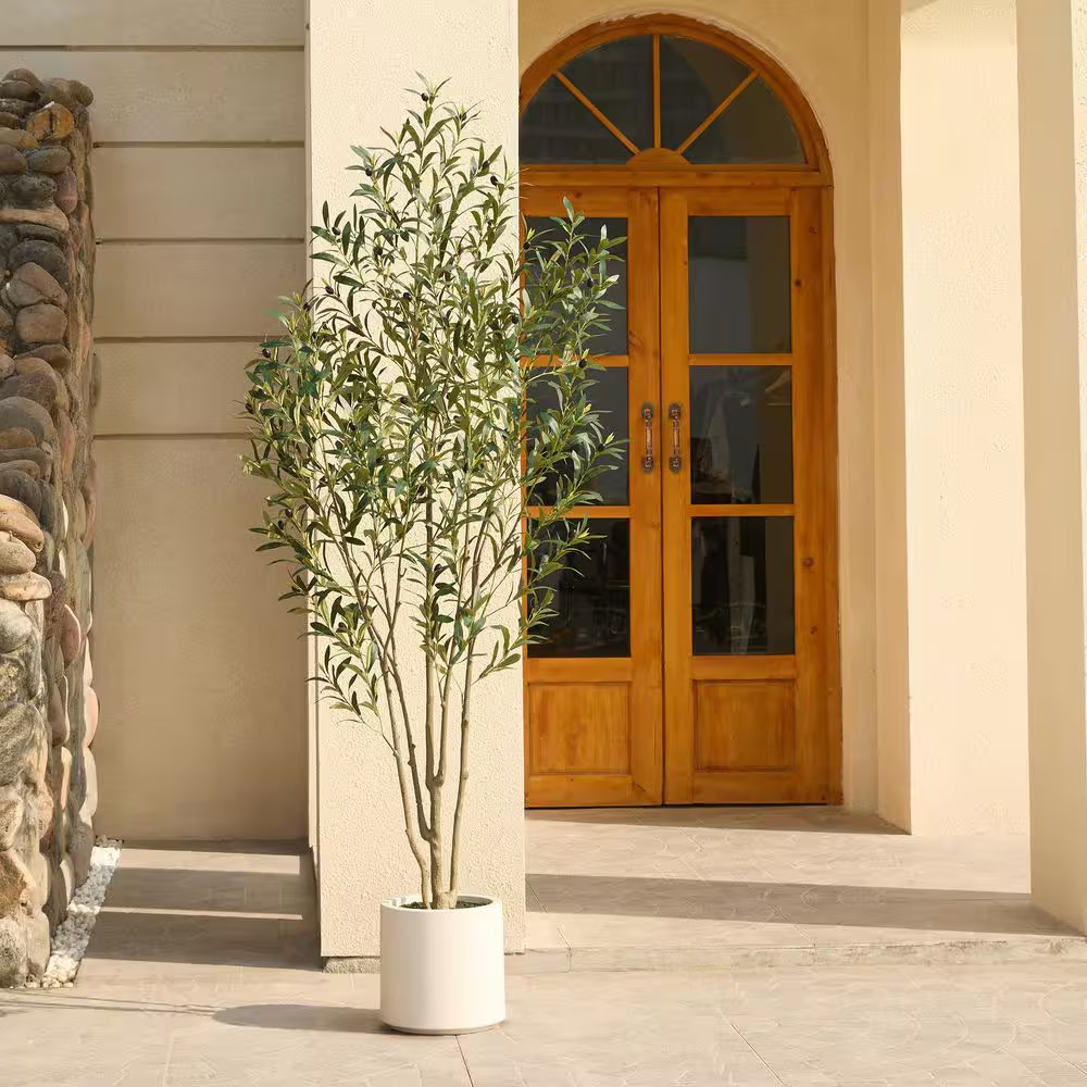 7Ft.Artificial Olive Tree Indoor/Outdoor- Faux Plant Uv-Resistant ,Dense Foli…