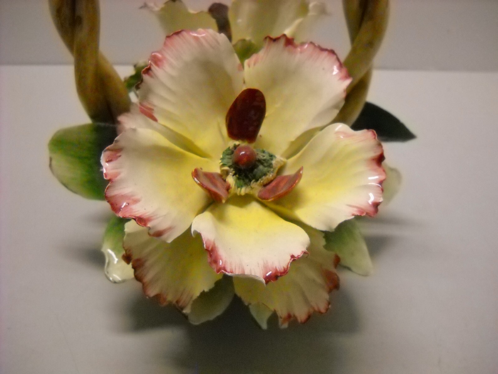 VINTAGE Capodimonte Porcelain Flower Basket Centerpiece Made in ITALY