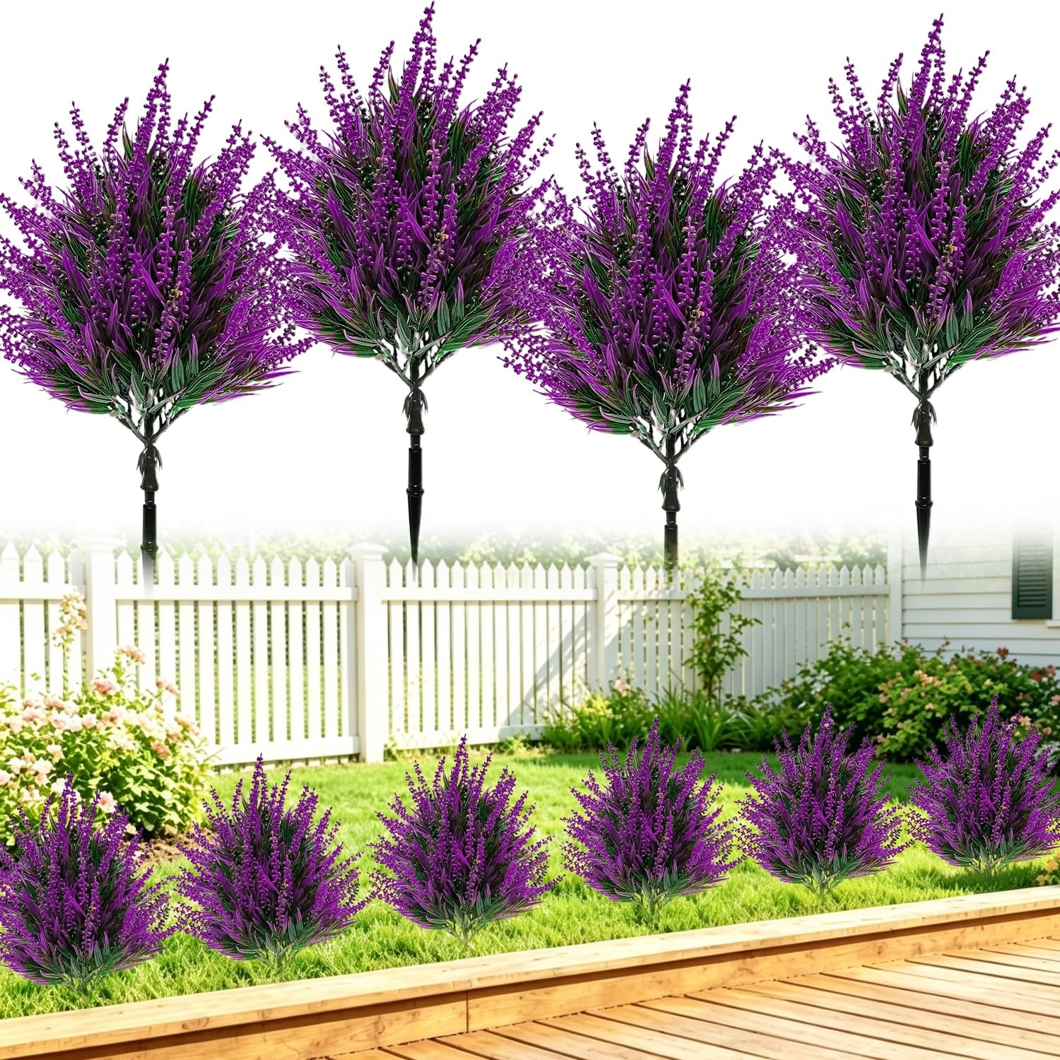 4Pack Artificial Bushes Plants Outdoors with Spike,Small Artificial Topiary B…