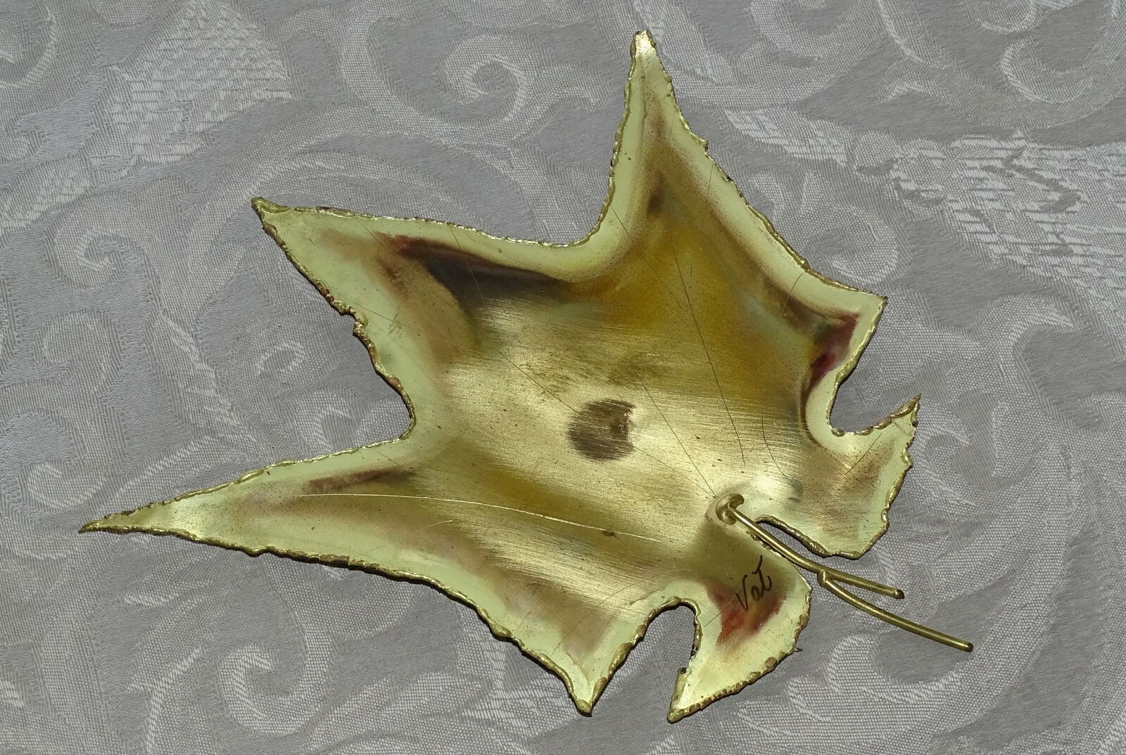 Handmade Maple Leaf Metal Bronze Gold Color Hanging Wall Decor, Signed Vat – NEW