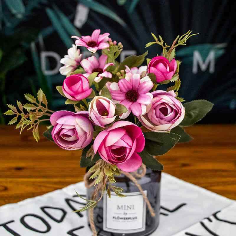 Retro 1 Bunch Wedding Decor Rustic Cozy Home Rose Fake Flower Artificial Flowers