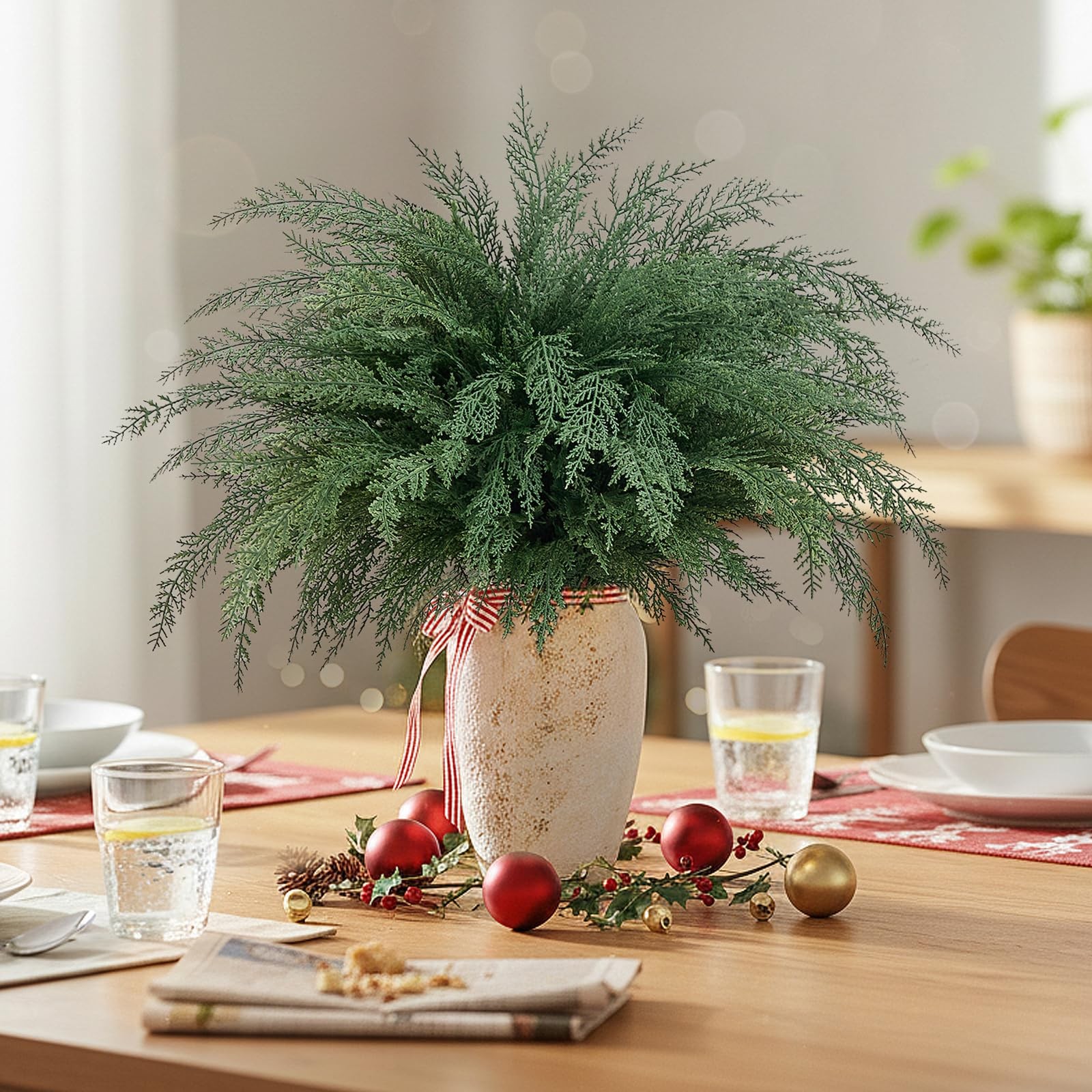 Christmas Cypress Stems for Vases Cedar – Real Touch Realistic Artificial Fau…