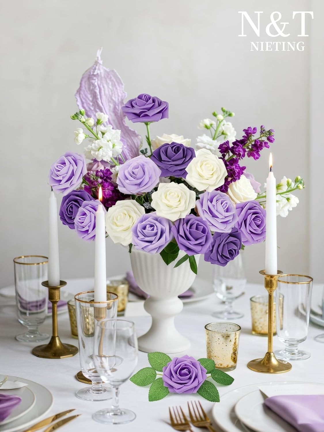 Artificial Flowers,25pcs Real Touch Fake Flowers Rose with Stems Perfect for …