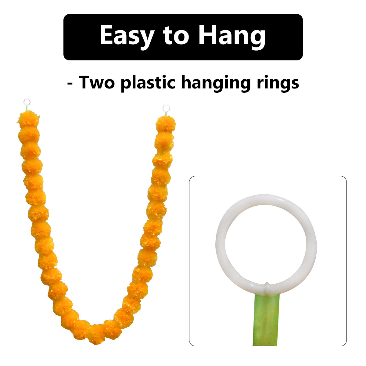 Artificial Marigold Garland with Bells Multi Pack for Pooja Temple Wedding Decor