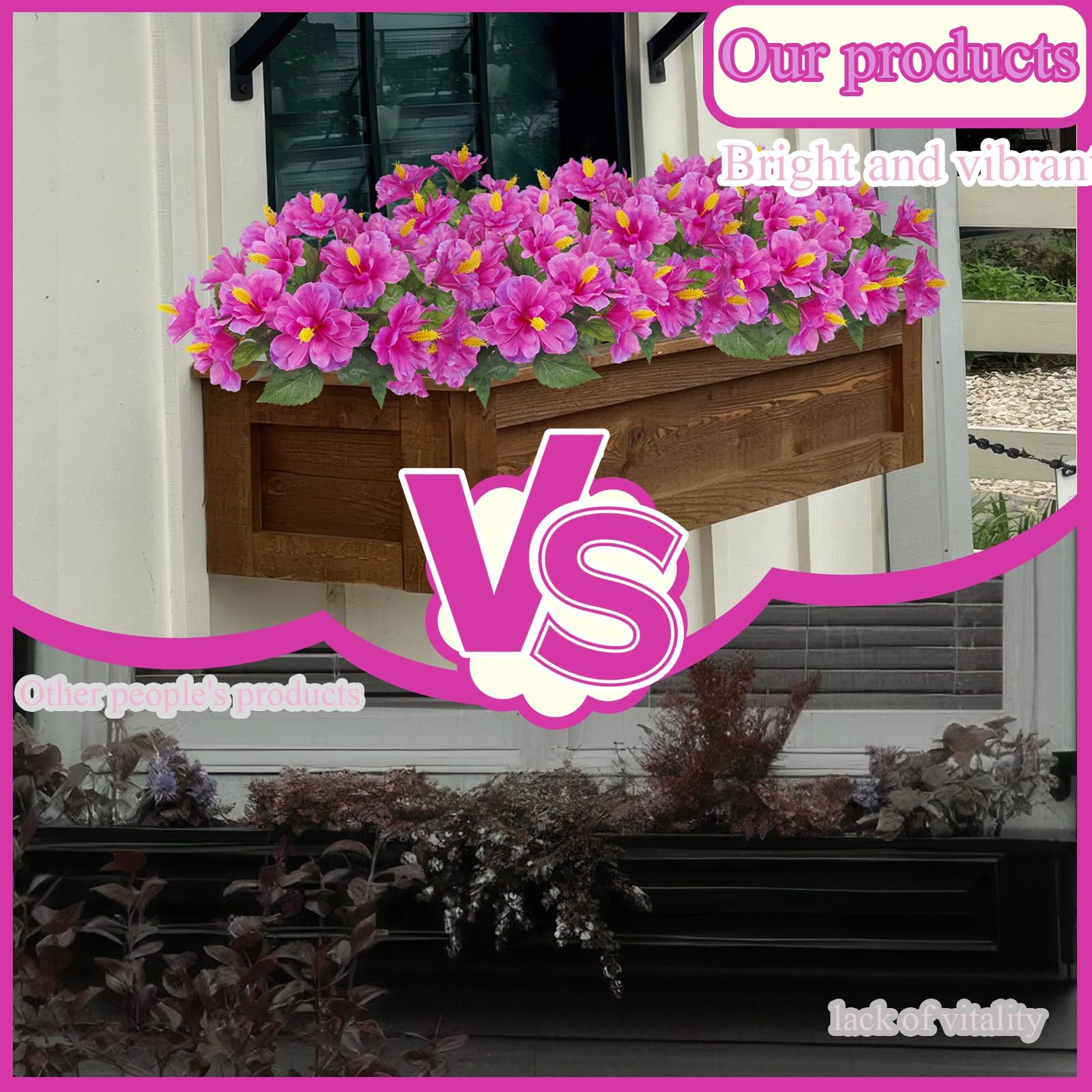 2 Pcs Artificial Outdoor Flowers Realistic Silk Fake Hibiscus Tropical Flower…