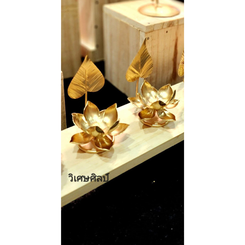 Thai Gold Lotus Flower Ornament Temple Style Buddha Altar Meditation Home Decor