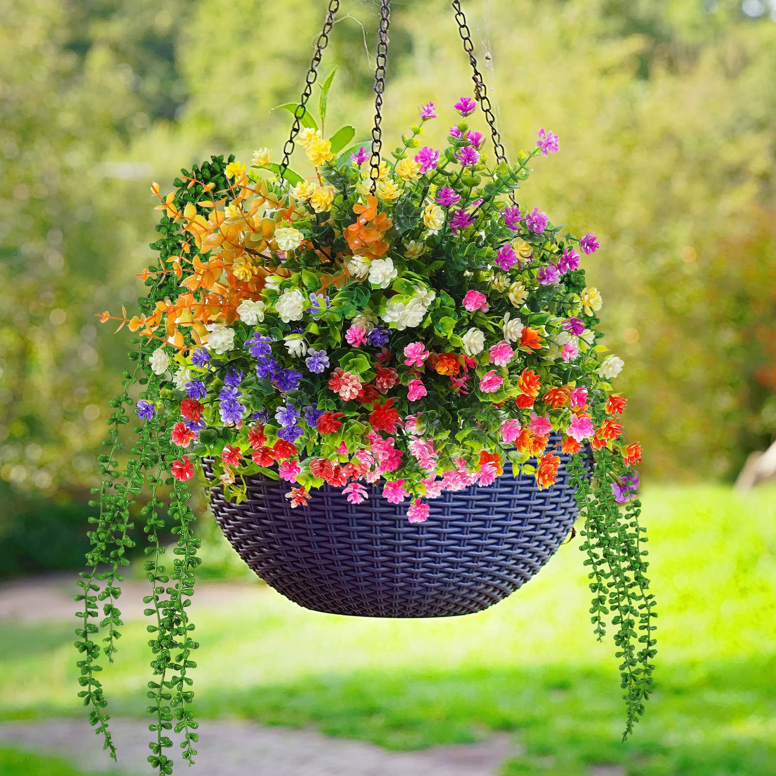32 Pcs Artificial Plants and Flowers for Outside Hanging Fake Plants Faux Out…