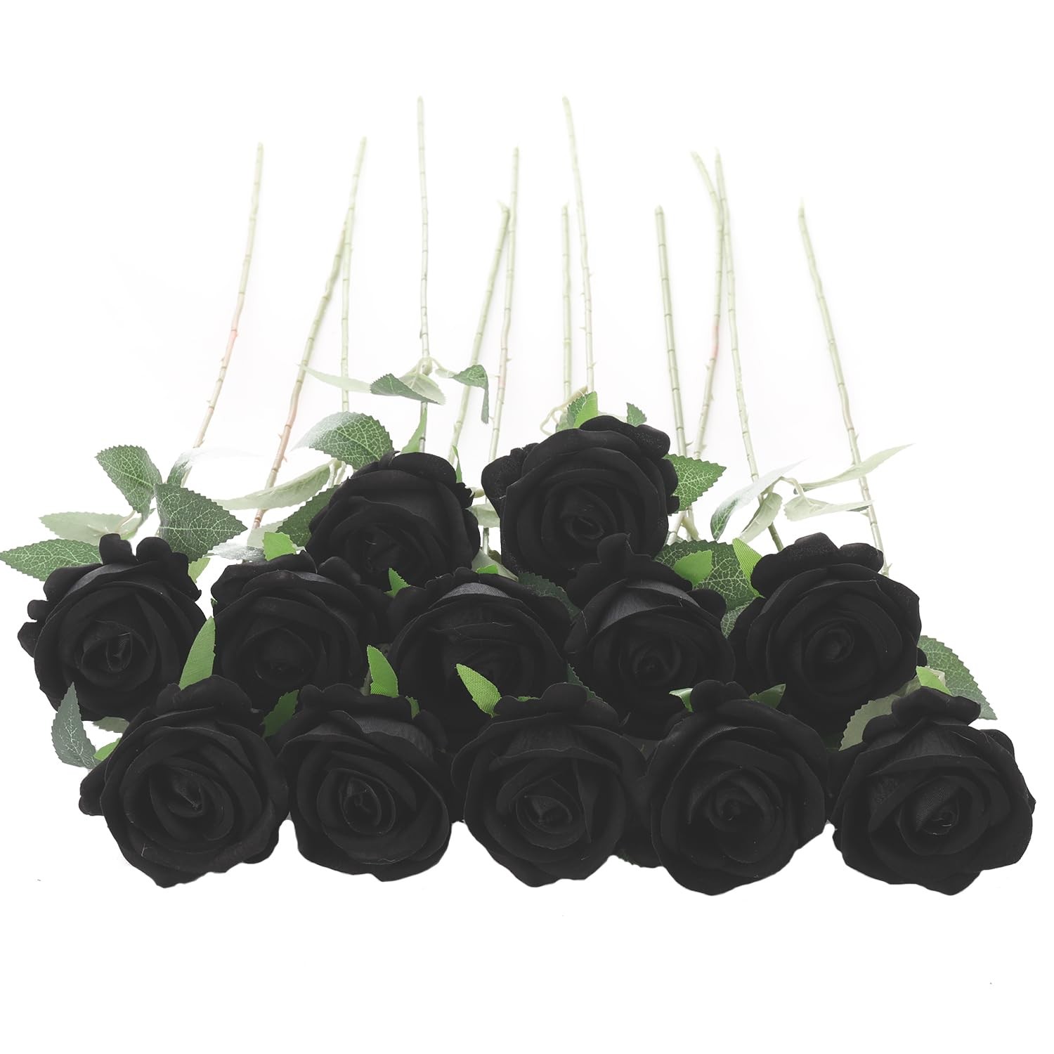 12 PCS Black Roses Artificial Flowers Faux Velvet Silk Roses Home Wedding