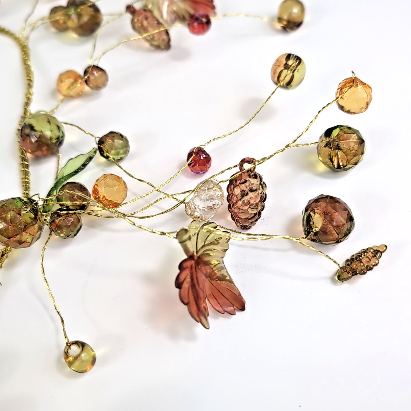 3 Handmade Garland Decor Acrylic Beads Grapes Berries Leaves Autumn Patio Decor