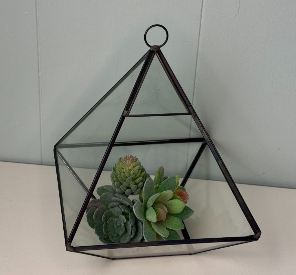 Pyramid Glass Geometric Terrarium Box Hanging/Tabletop Planter Succulents