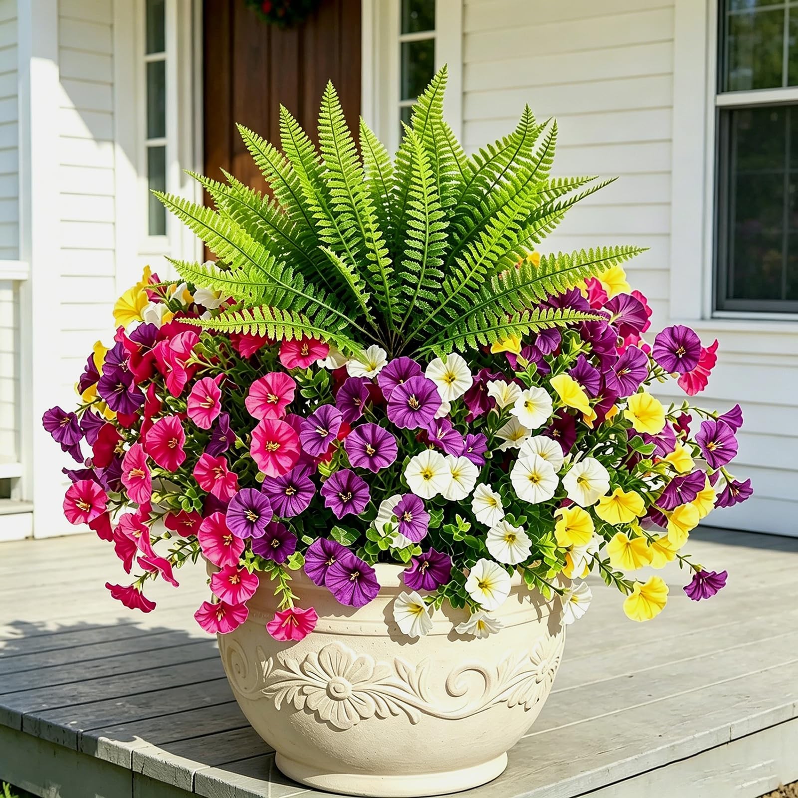 Artificial Flowers for Outdoors Fake Plants Decoration, 12 Bundles Silk Morni…