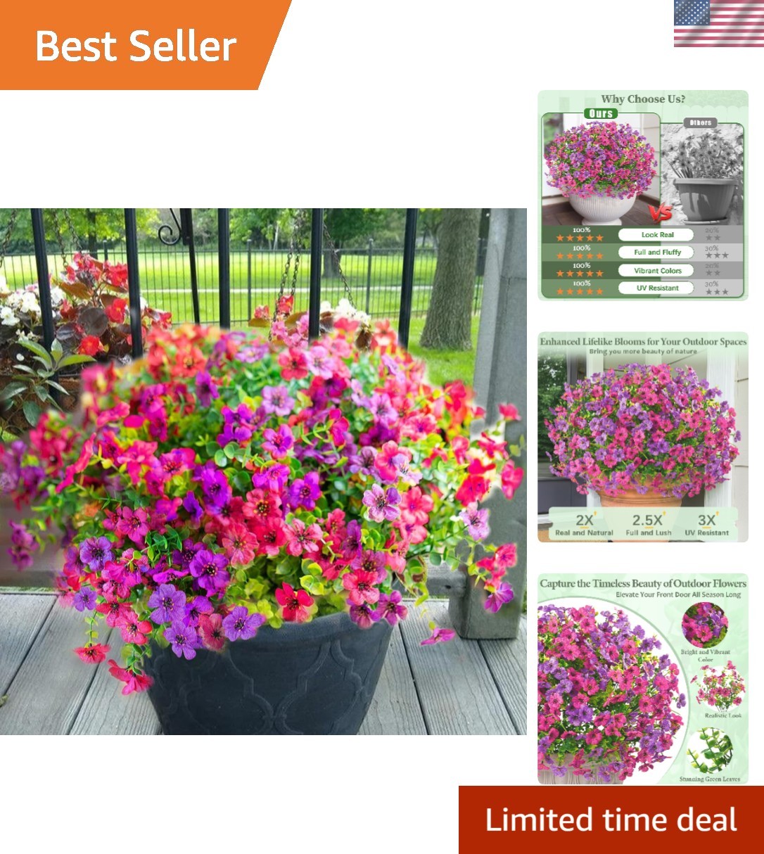 Transform Your Space with 12 Bundles of Realistic UV Resistant Outdoor Flowers