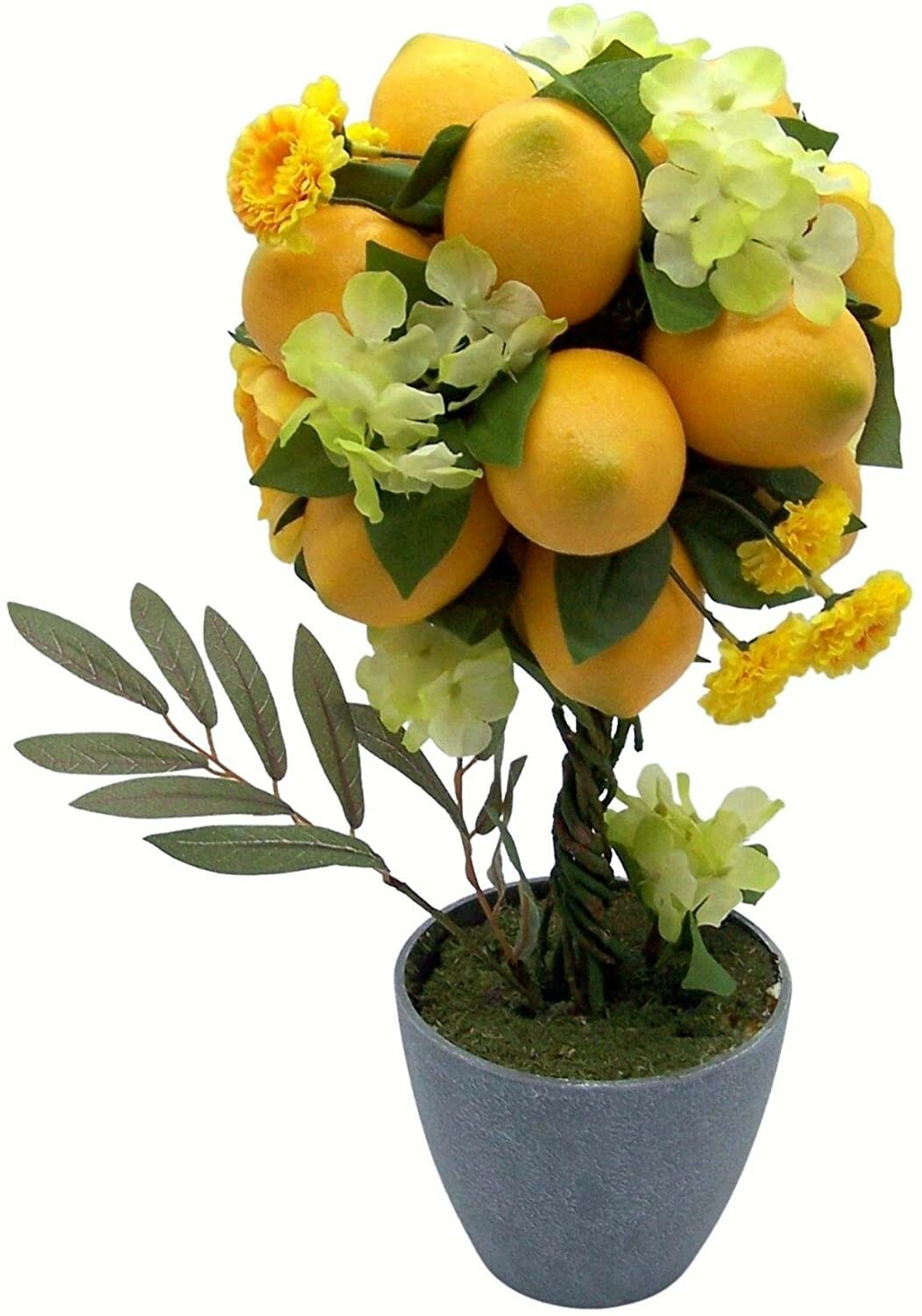Bright Artificial Lemon Topiary Potted Tree, Cheery Home Décor, 16 Inches