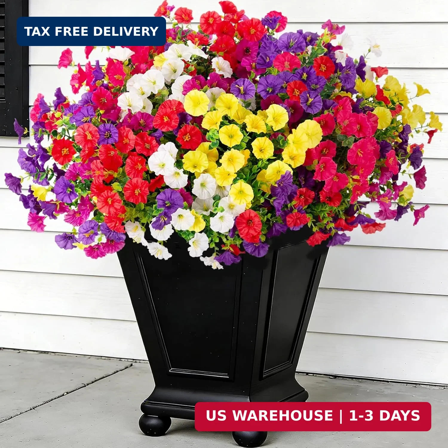 Hrobek Artificial Flowers for Outdoors, 12 Bundles Fake Plastic Petunias Flower