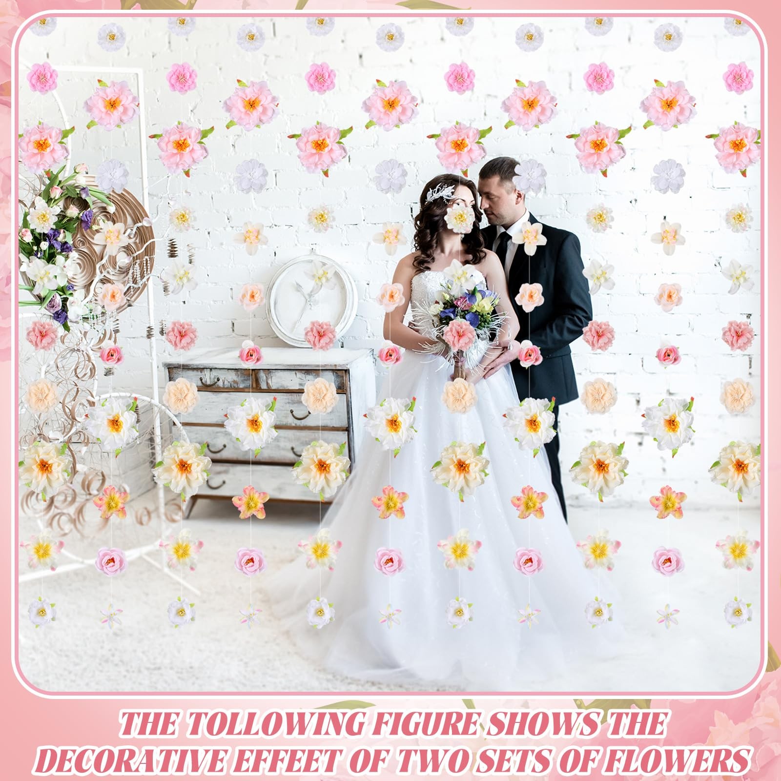 12 Pcs 79.2 ft Artificial Flower Garland Hanging Decorations Fake Floating Fl…