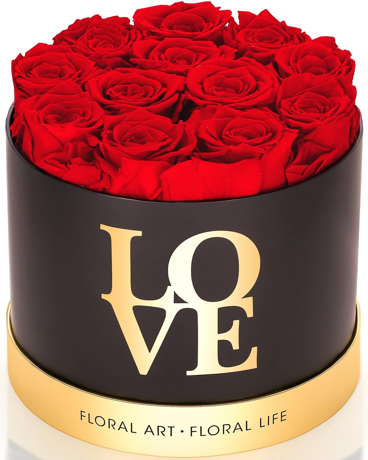 12 Preserved Roses in a Box Real Forever Flowers Luxury Round Gift Red