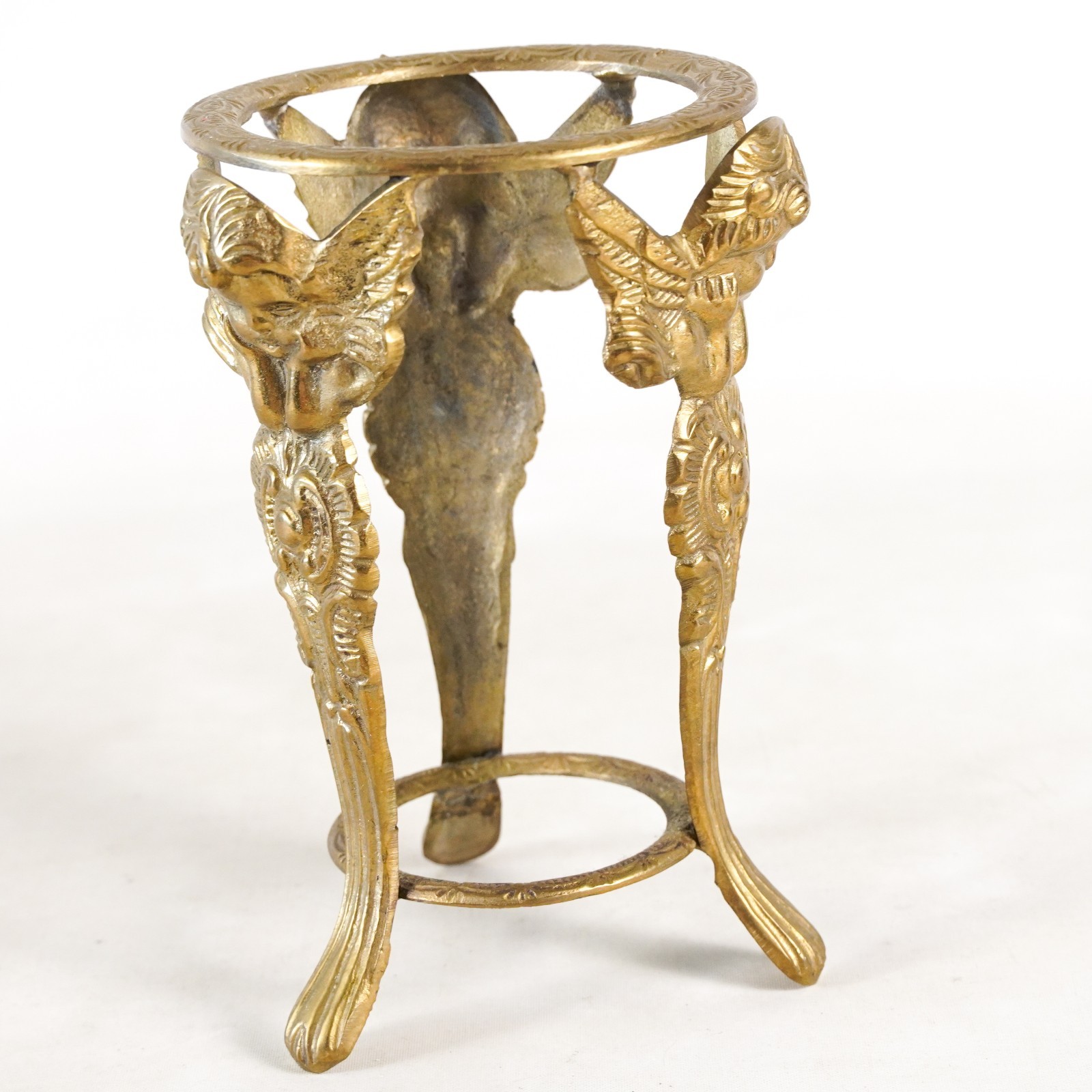 Cherub Angels Art Noveau Victorian Brass Plant Stand Candle Holder Home Decor