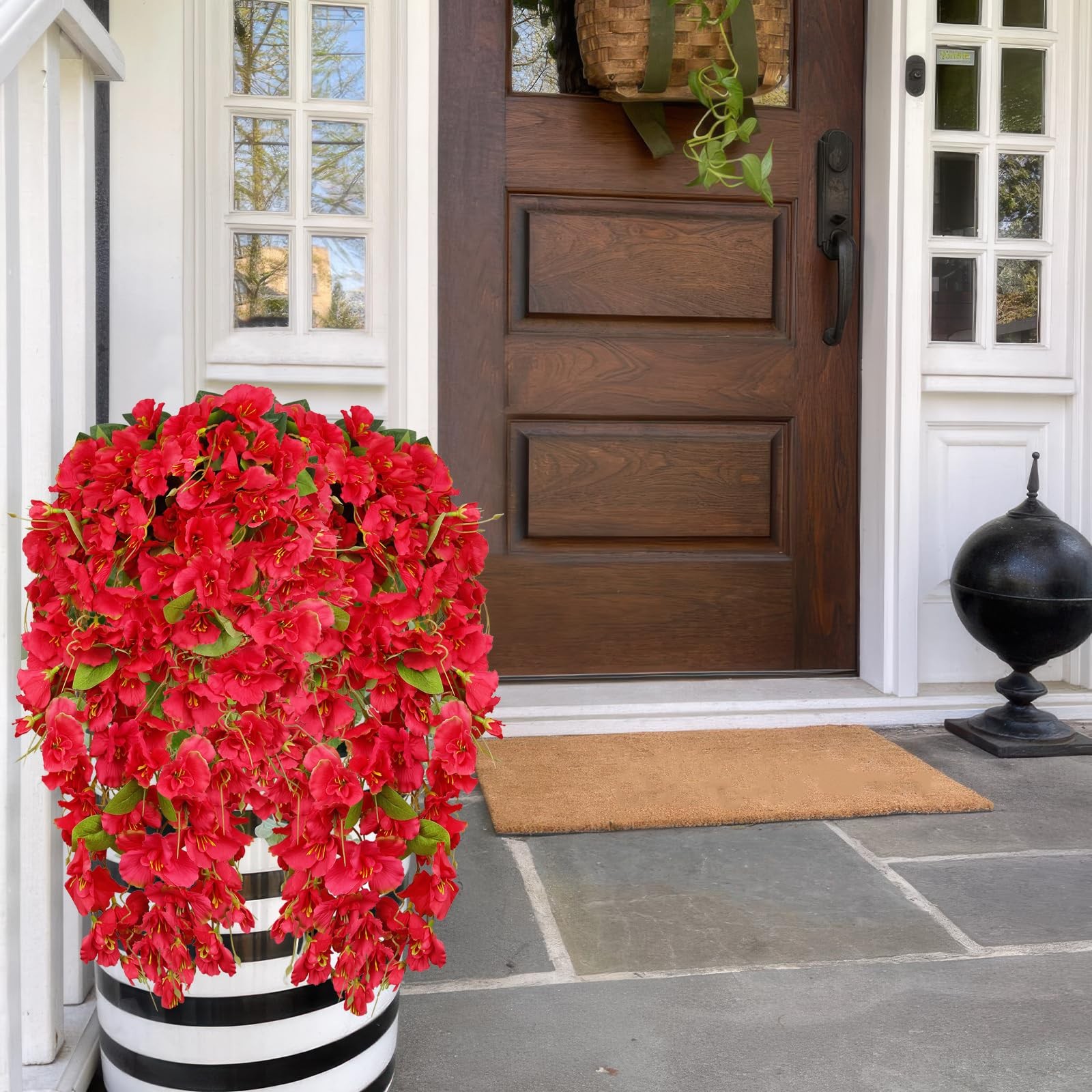 2 Pcs Fake Hibiscus Flowers Artificial Hanging Flowers Plants for Outdoors Re…