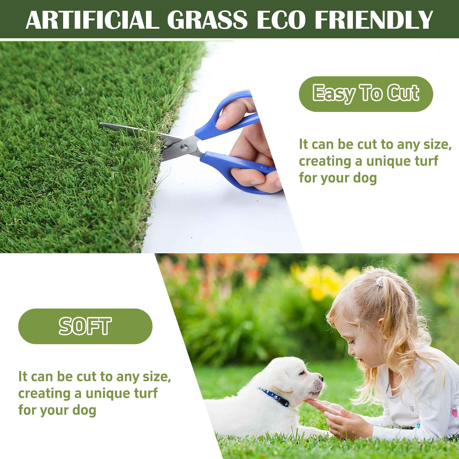 1.38″ Artificial Grass Turf 3 x 5 FT, Dog Grass Pads Indoor Outdoor Garden Lawn