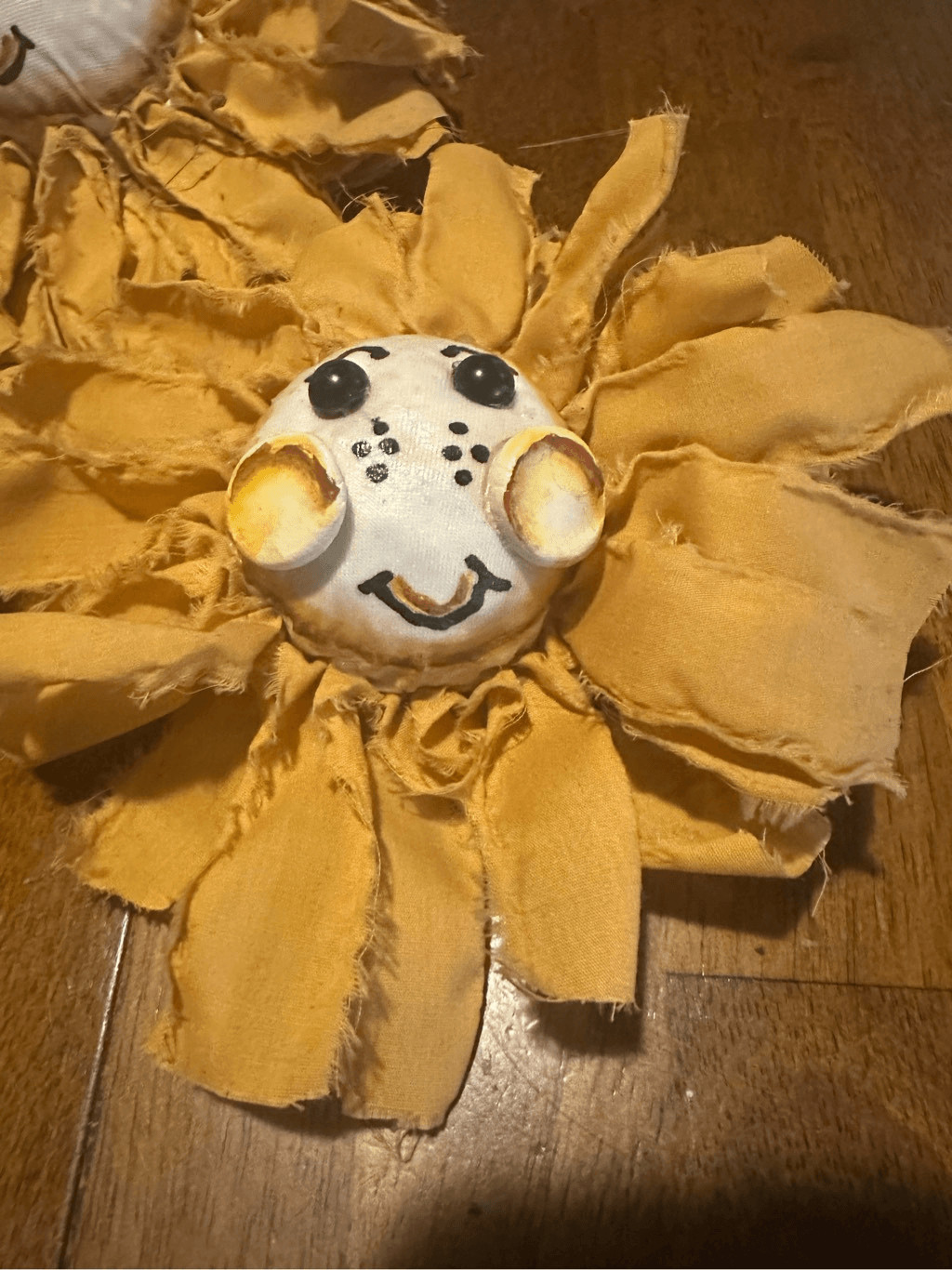 Vintage Handmade Yellow Sunflower Flower Decor Foam center Fabric Lot of 3