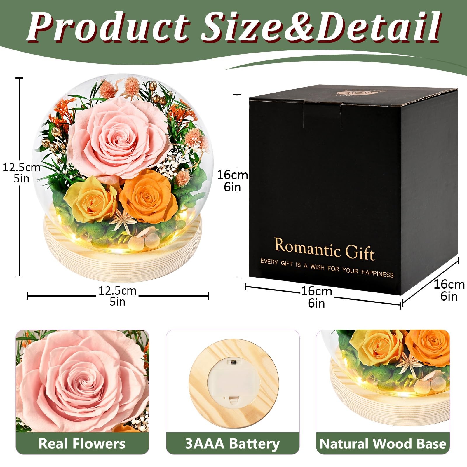 Flowers for Delivery , Forever Fresh Preserved Flowers in Glass Dome, Eternal…