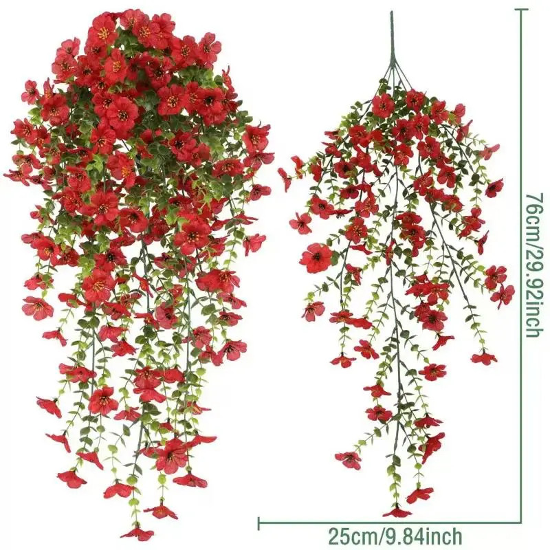 2Pcs Plastic Eucalyptus Fake Plant Decor Daisy Artificial Flowers Hanging Vines