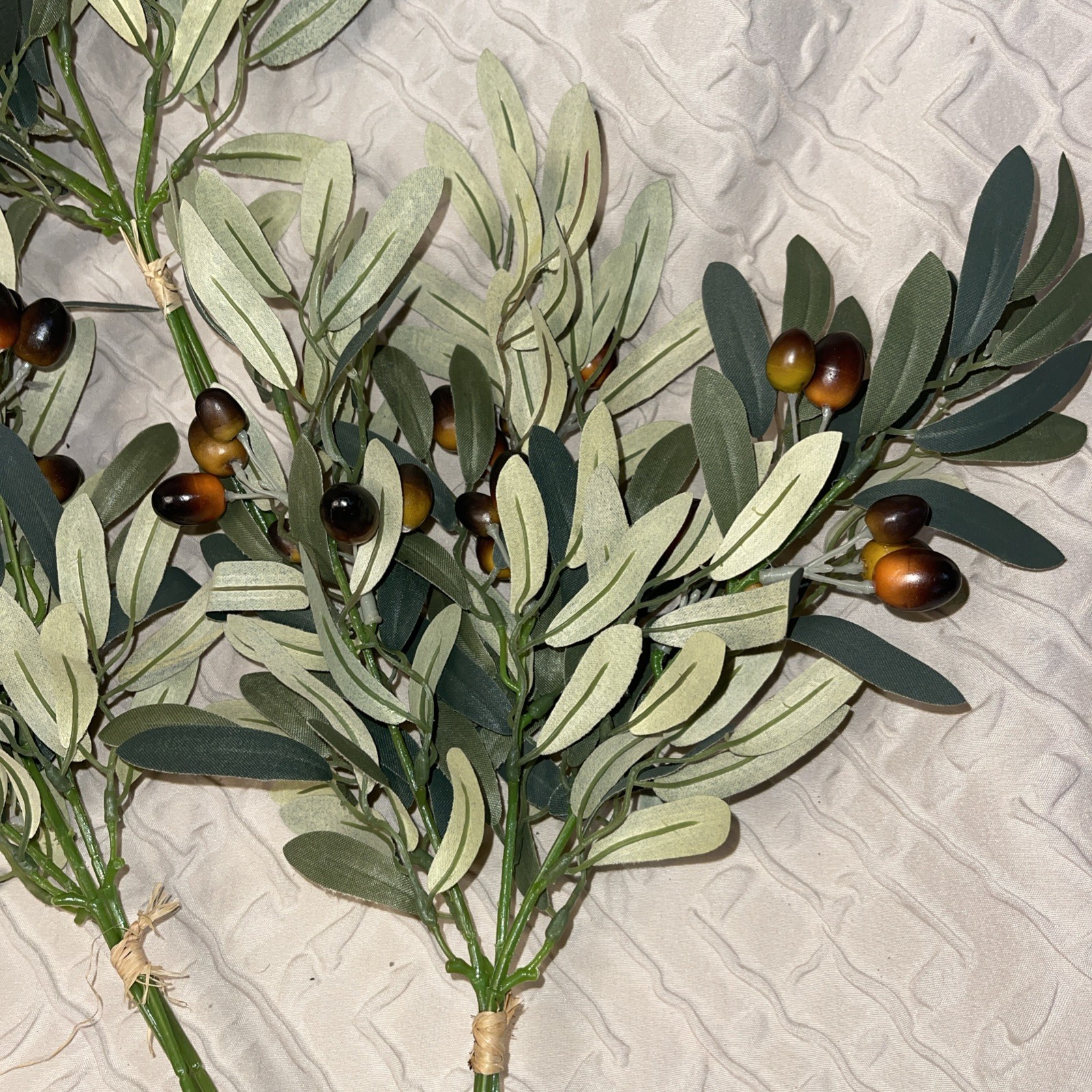 Artificial Decorative Greenery Olive Branch Stems – 9 Total Pieces – 15”