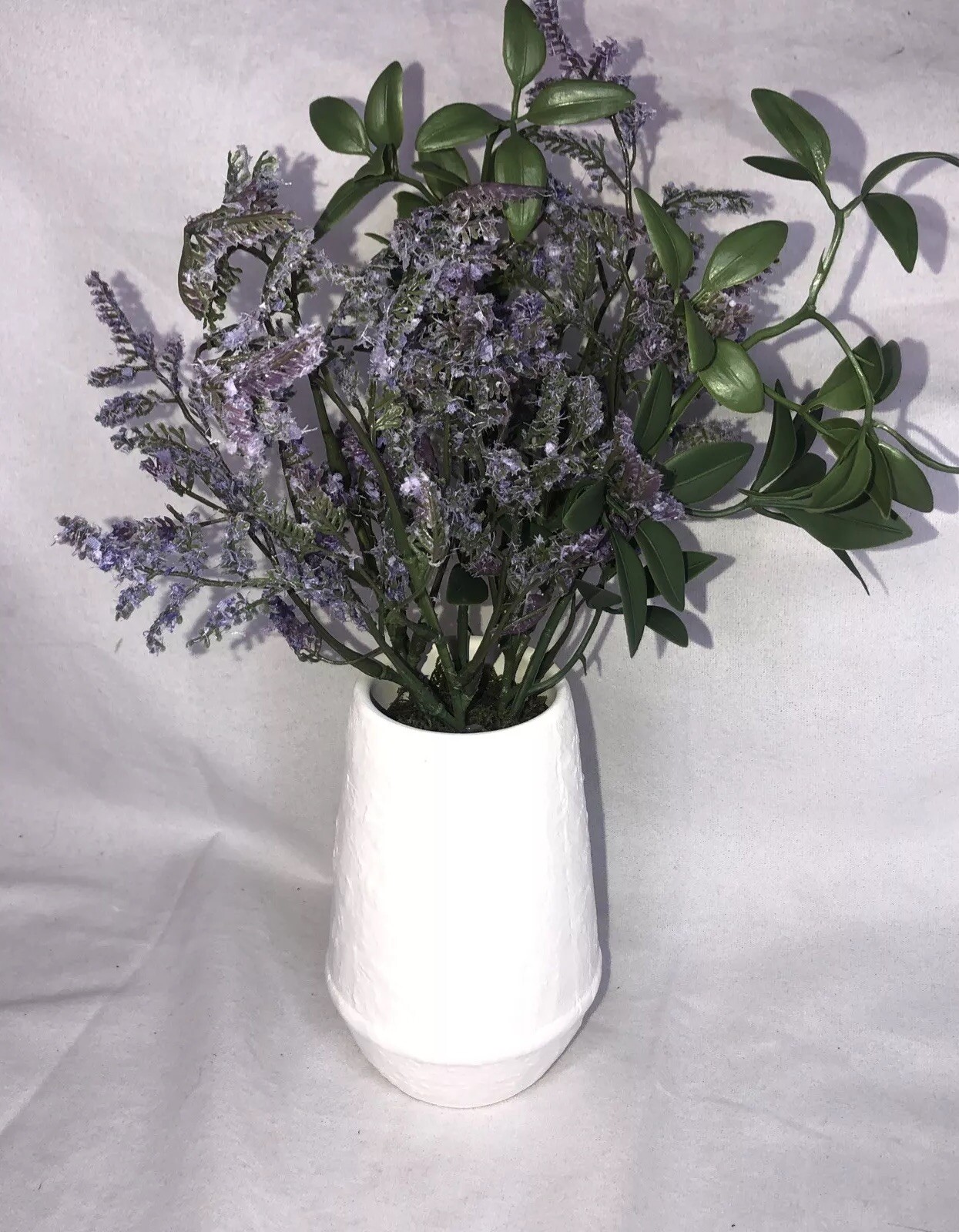 Target Tabletop Arrangement White Ceramic Faux Lavender Plant Decor CUTE! NEW!!