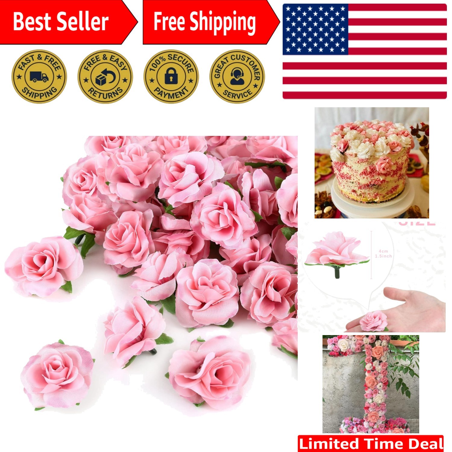 Charming 50pcs Pink Silk Roses – Ideal for Bridal Showers, Parties & Home Decor