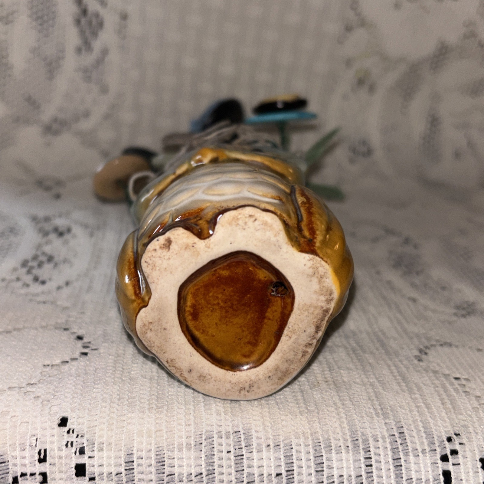 Handmade Button Bouquet Mini Ceramic Owl Vase Home Decor