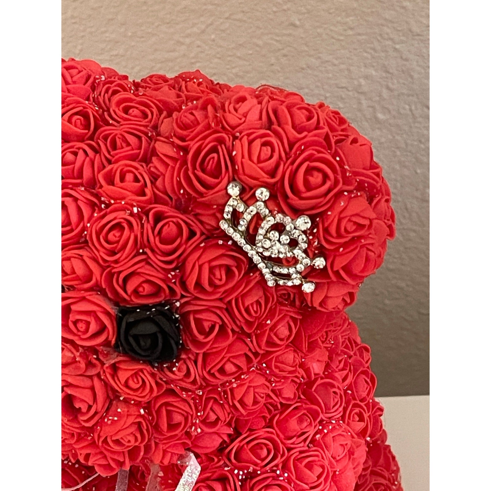 Handmade By Me Hot Red Rose Bear With Eyes