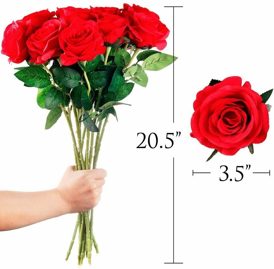 Artificial Flowers Silk Roses & Fake Baby Breath Realistic Flowers Bouquet Decor