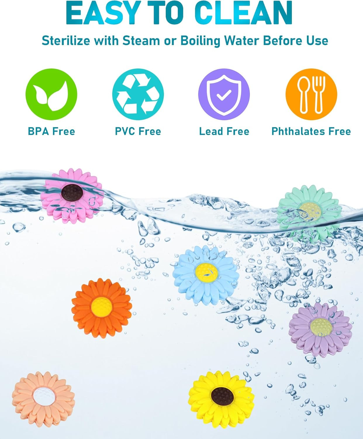30PCS Sunflowers & Daisy Focal Silicone Beads – Loose Beads for Pens, Necklaces