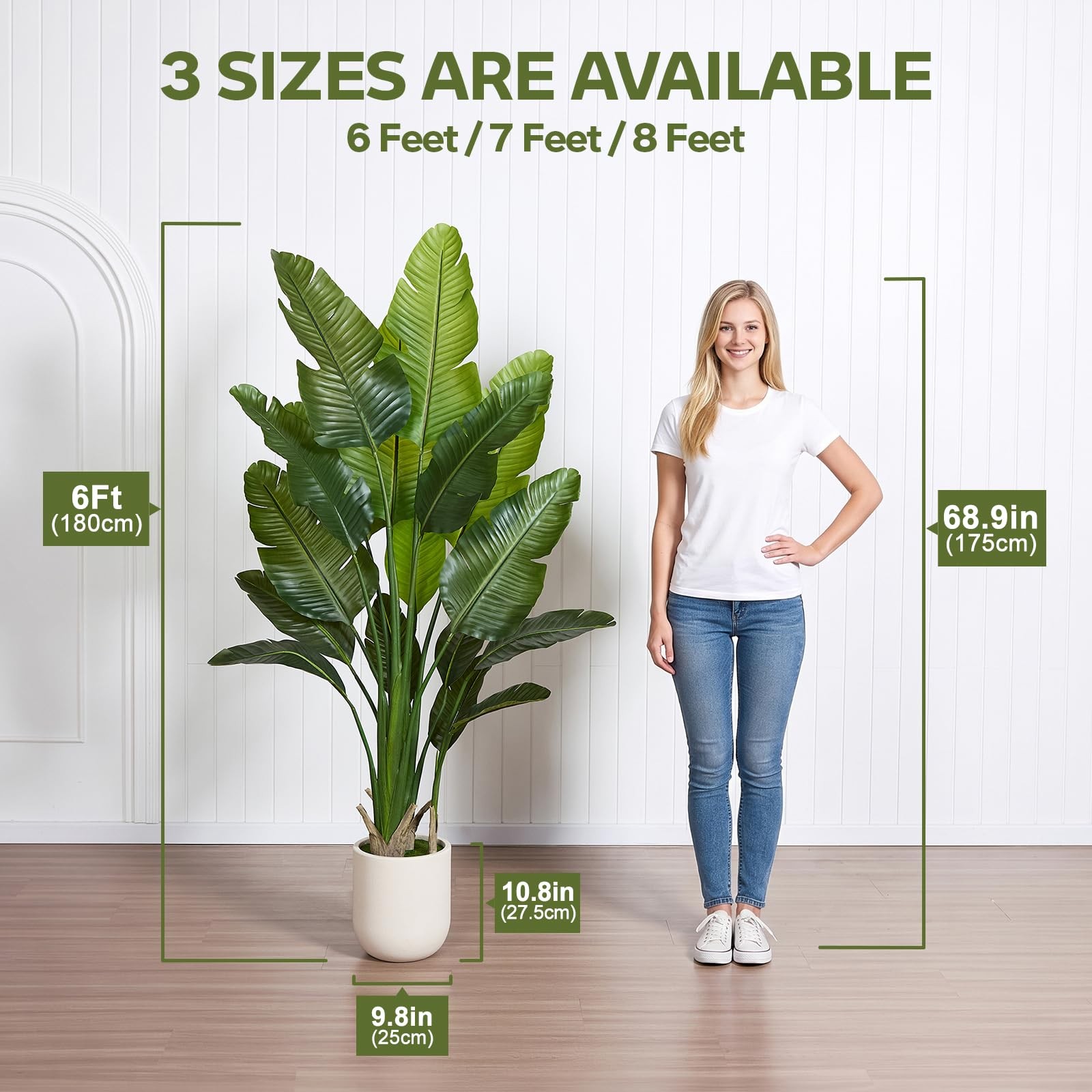 Bird of Paradise Artificial Plant,6Ft Tall Fake Plants Indoor with 11″ White …