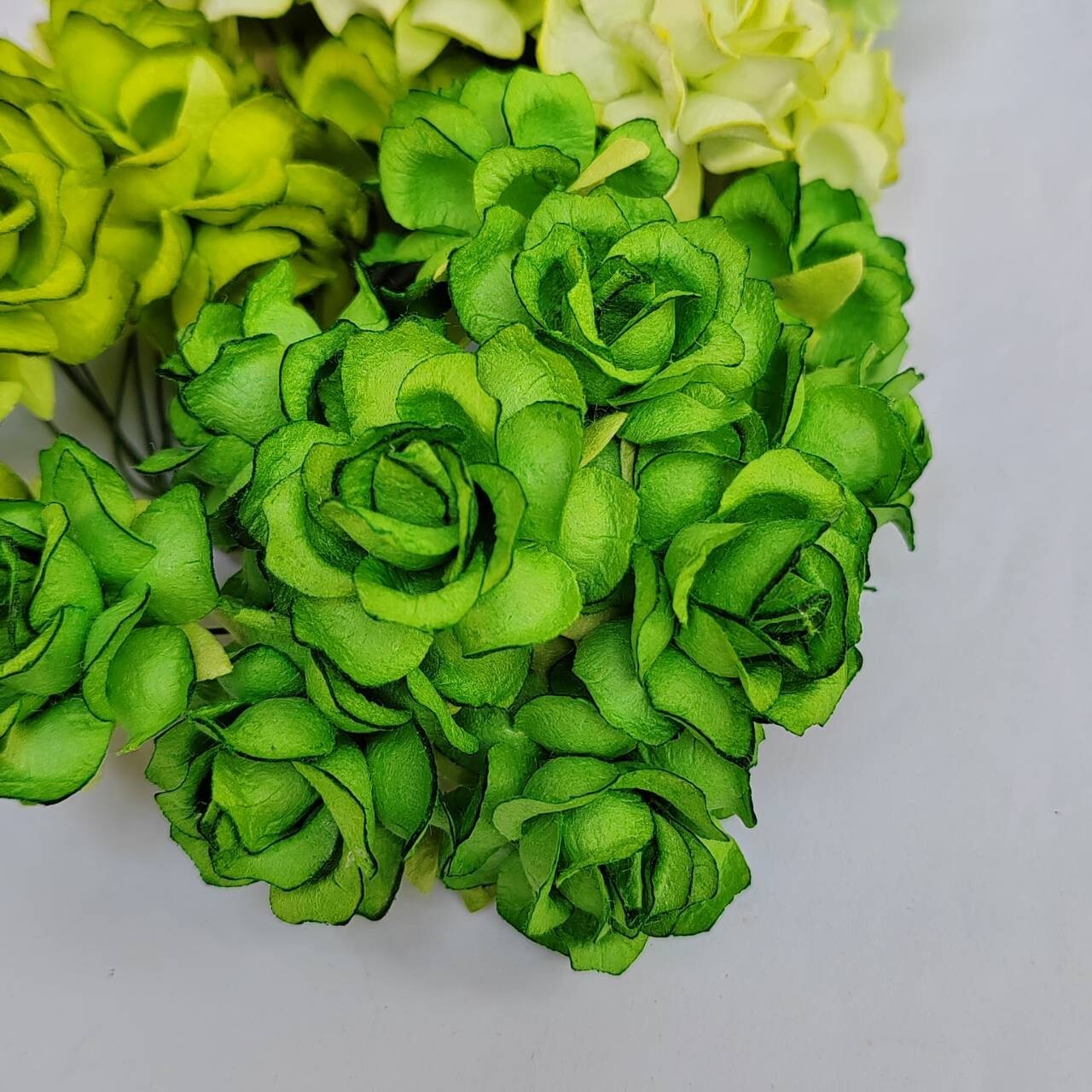 50 Mix Green Tone Artificial Flowers Rose Flower Paper Flower size 30-35 mm