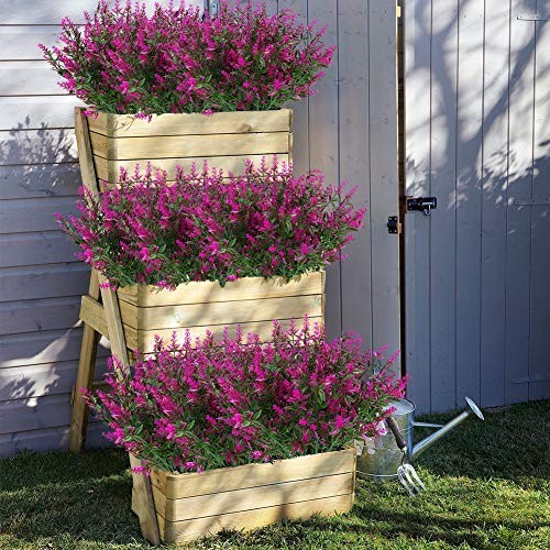 8 Pack UV Resistant Artificial Lavender Flowers Faux Shrubs Outdoor Indoor Decor