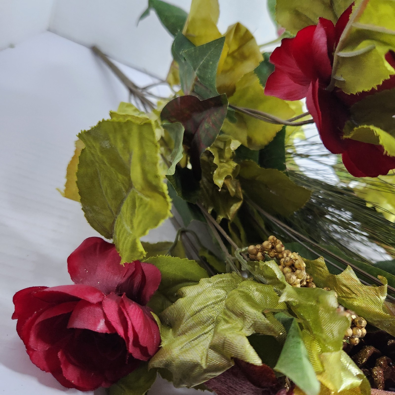 Artificial Poinsettia Flower Lot Red Christmas Holiday Floral Decor Mixed Stems