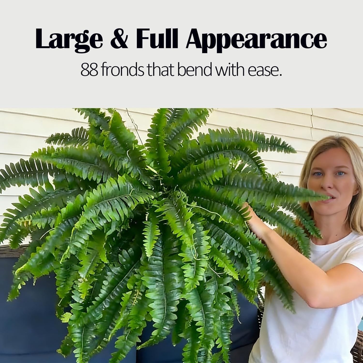 GYERB 48″ Large Artificial Boston Fern Plants for Outdoor Indoor, Fake Ferns …