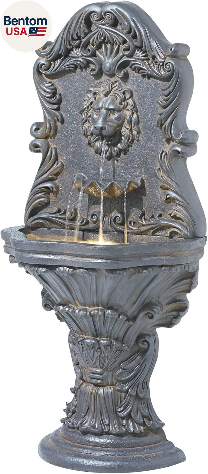 Royal Lion Acanthus 50″ High Large Italian Indoor Outdoor Decor Faux Stone Floor
