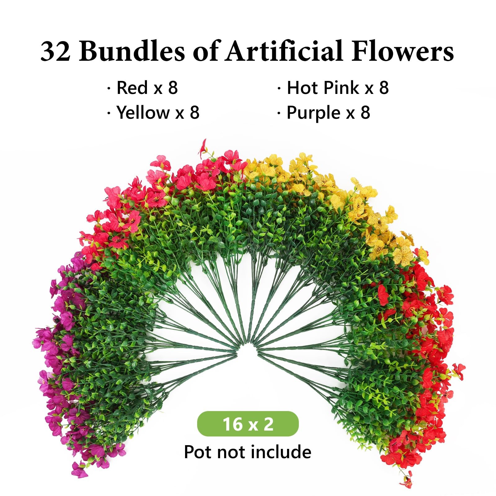 SAEUYVB 32 Bundles Artificial Flowers for Outdoors,All Weather Fake Flowers
